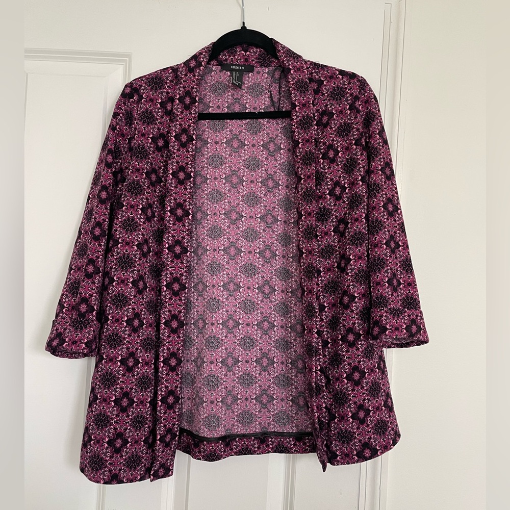 Forever 21 Pink and Black Floral Blazer